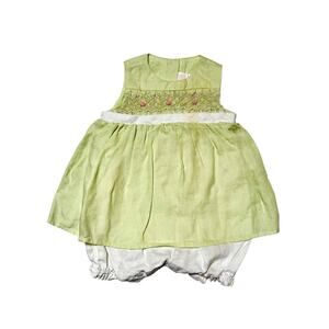 Janie and Jack Linen Smocked Romper Dress Size 6-12 months